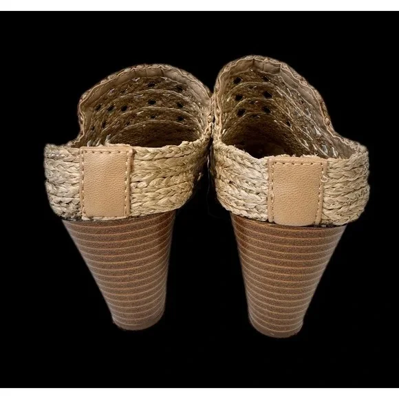 Comfort est. 1946 Woven Mules Women 8W Natural Boho Straw Block Heel Shoes - Picture 15 of 16